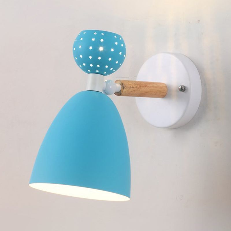 Contemporary Macaron Metal Wall Light Wood Lighting for Dining Room