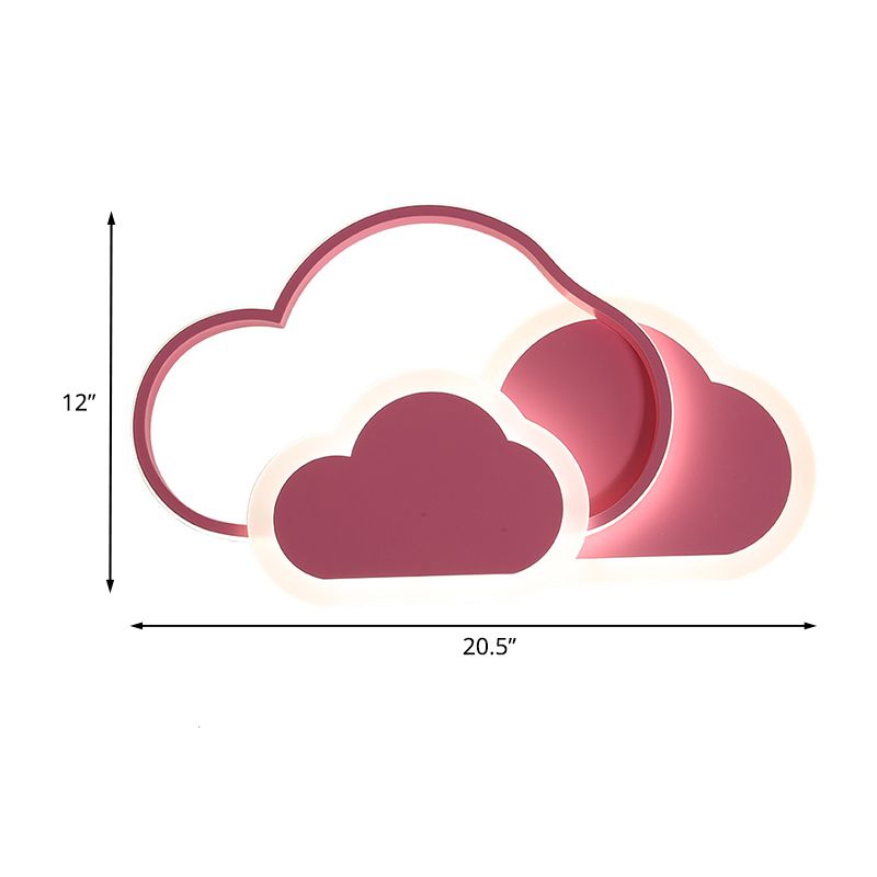 Pink Cloud Inbouwlamp Kinder LED Acryl Plafondgemonteerd armatuur in wit/3 kleuren licht, 16,5"/20,5" lang