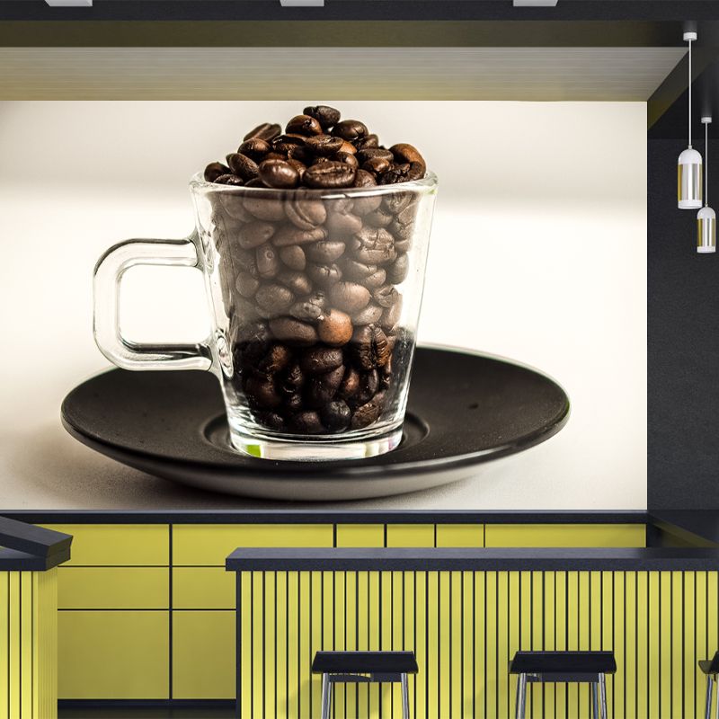 Minimalism Style Coffee Beans Mural for Coffee Shop, Personalized Size