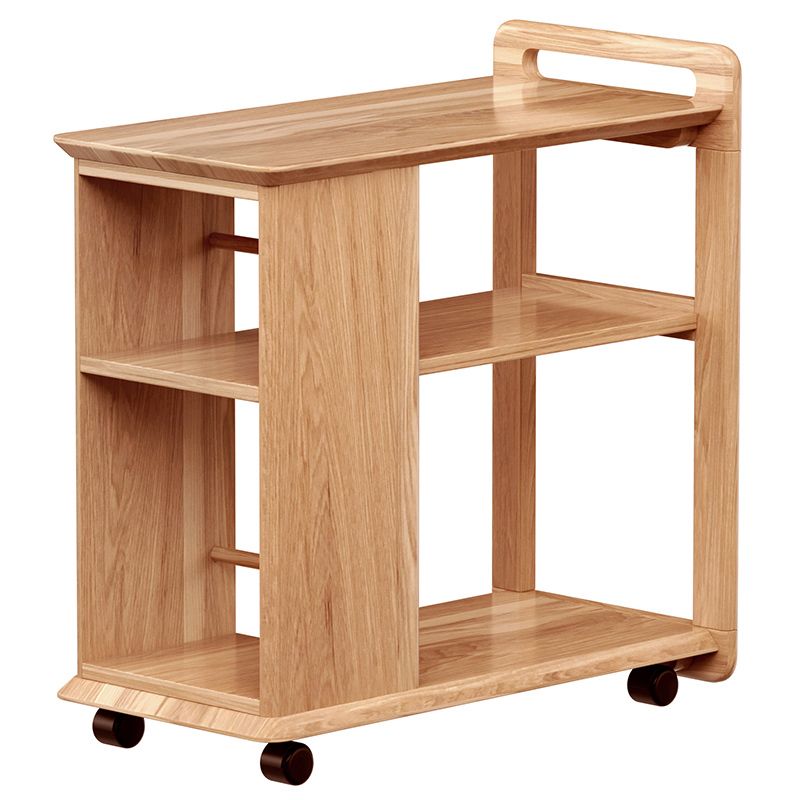Square Wood Top Side Table Modern 25.6" Tall End Table with Shelves