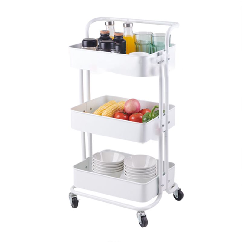 3-Shelf Plastic Geometric Bookcase Contemporary Book Shelf with Wheels