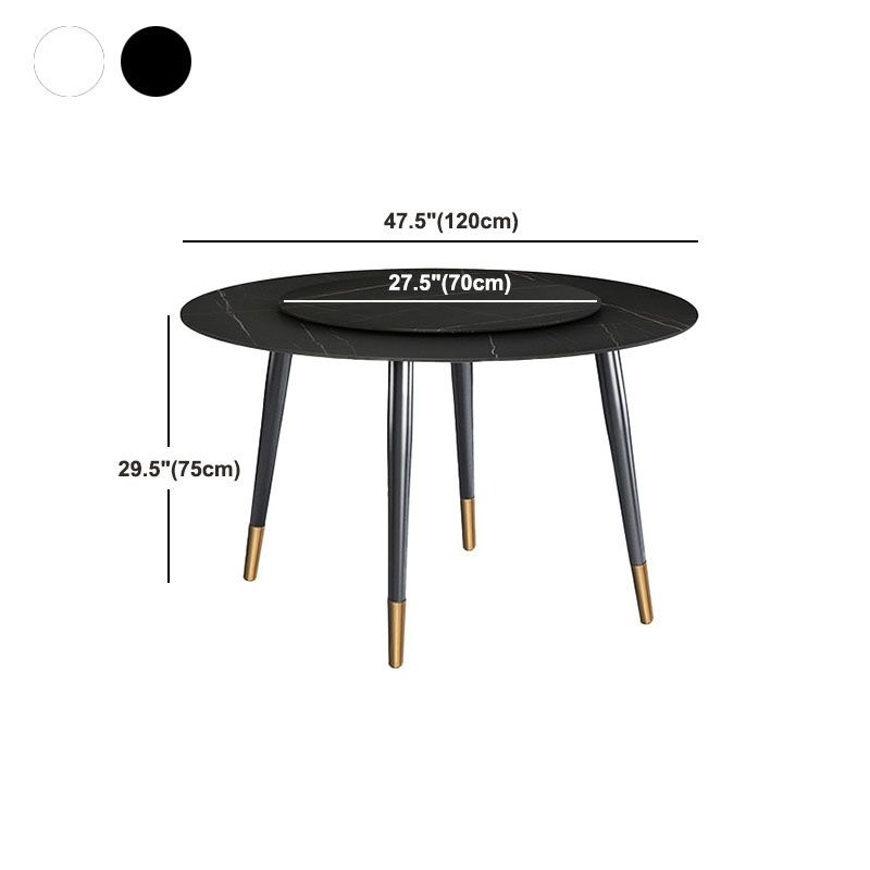 Traditional Luxury Dining Table Stone and Metal Round Tripod Base Dining Table