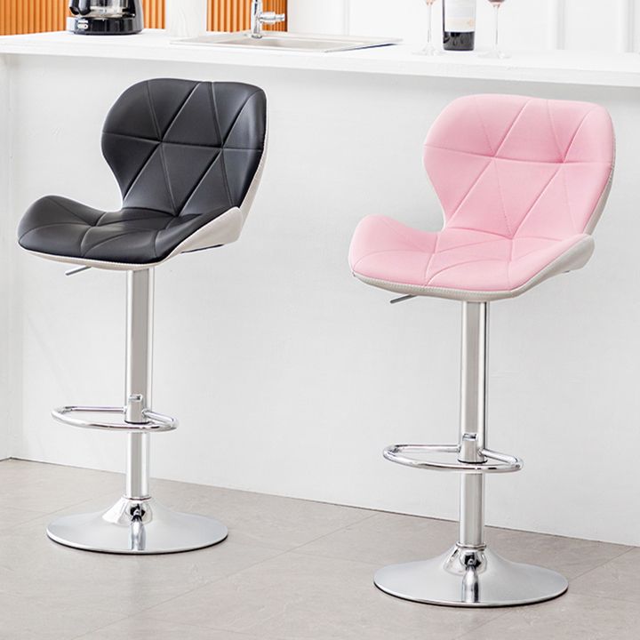 Scandinavian Metal Barstool Faux Leather Footrest Adjustable Counter Stool