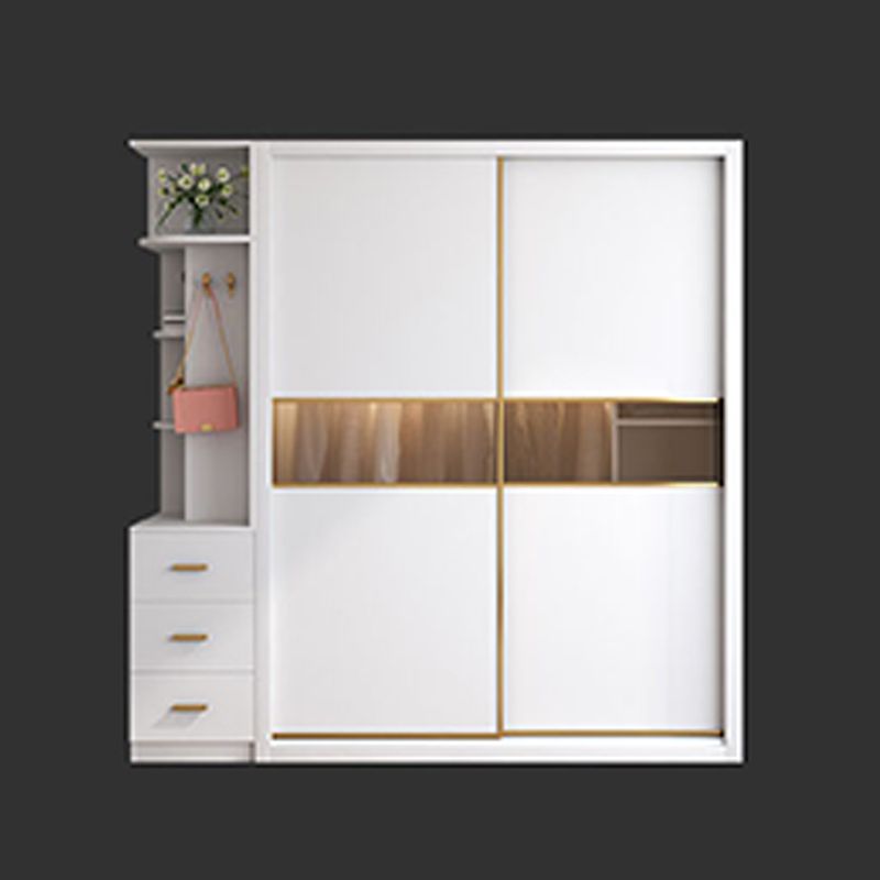 Contemporary Style Wooden Wardrobe Soft Close Door Wardrobe Closet with Drawer