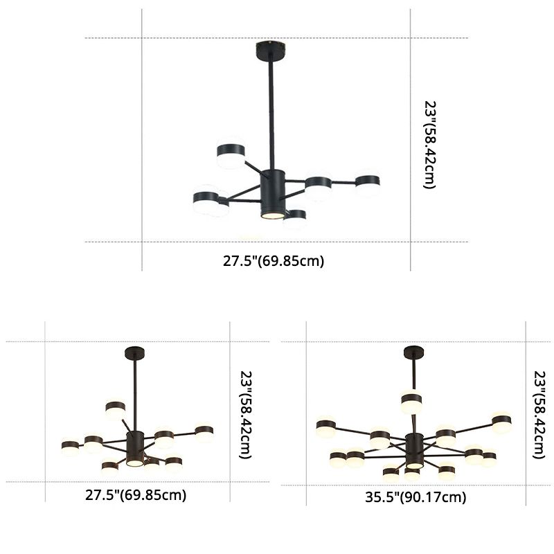 Minimalist LED Chandelier Pendant Light Black Shaded Hanging Light Fixture with Acrylic Shade