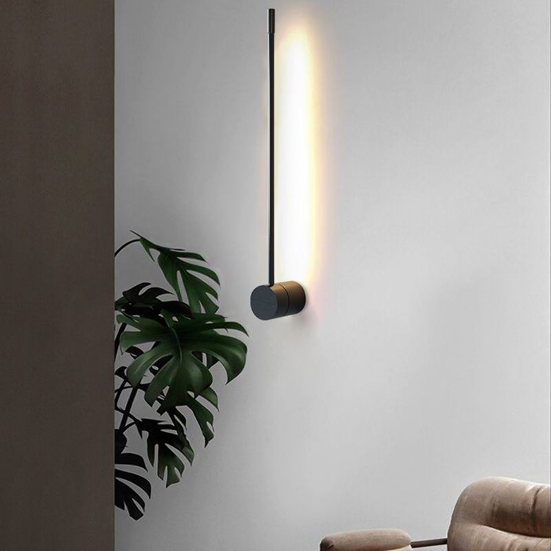 Linear Shade Metal Wall Sconce Modern Style 2- Lights Wall Mount Light Fixture in Black