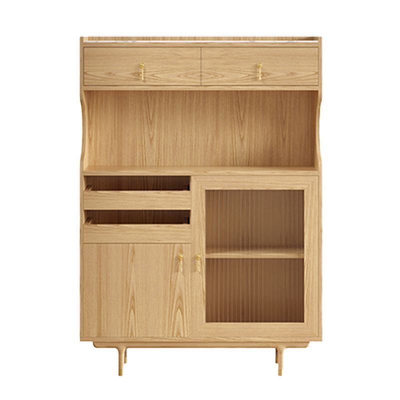 Contemporary  Storage Cabinet Wooden Glass Doors Dining Hutch with Drawers