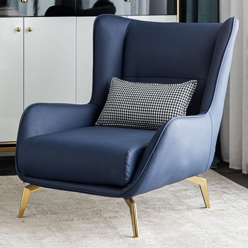 Modern Style Bonded Leather Arms Included with Pillow Wingback Chair