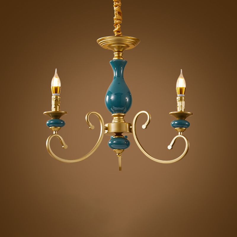 Traditional Style Suspension Pendant Light Candlestick Shaped Chandelier for Living Room