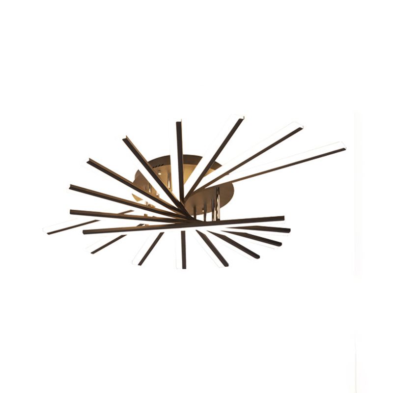 Modern Minimalist LED Linear Flush Mount Lacquered Iron Ceiling Fixture with Acrylic Shade