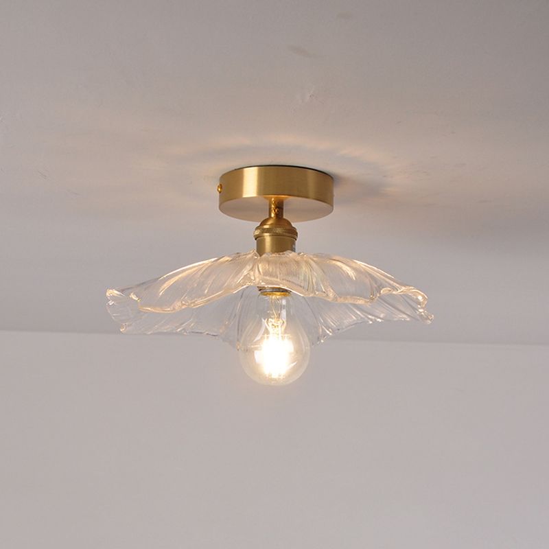 Industrial Scalloped Flush Mount Ceiling Lights Glass 1 Light Semi Flush Light