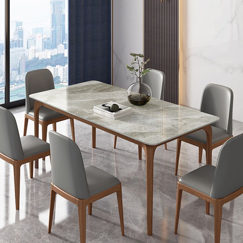 Rectangle Dining Table Sintered Stone Table Retro Modern with 4 Legs