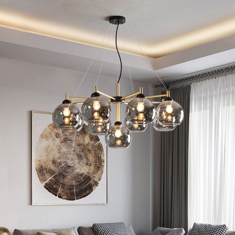 Chandelier en forma de mundo con sombra transparente de estilos modernos para el comedor