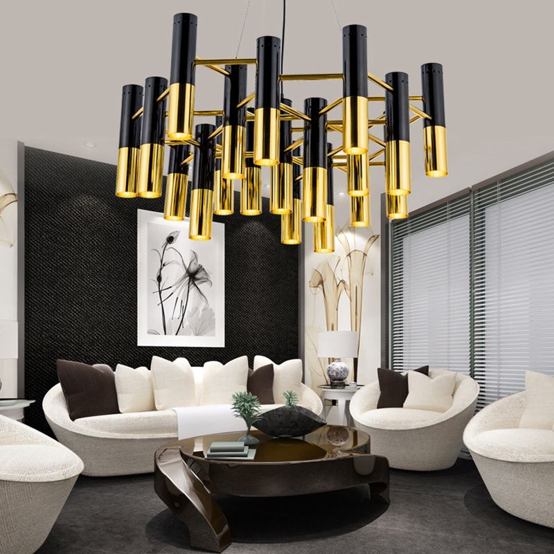 Postmoderner Kronleuchter-Metallanhänger für schwarzgoldgoldes Schlafzimmer