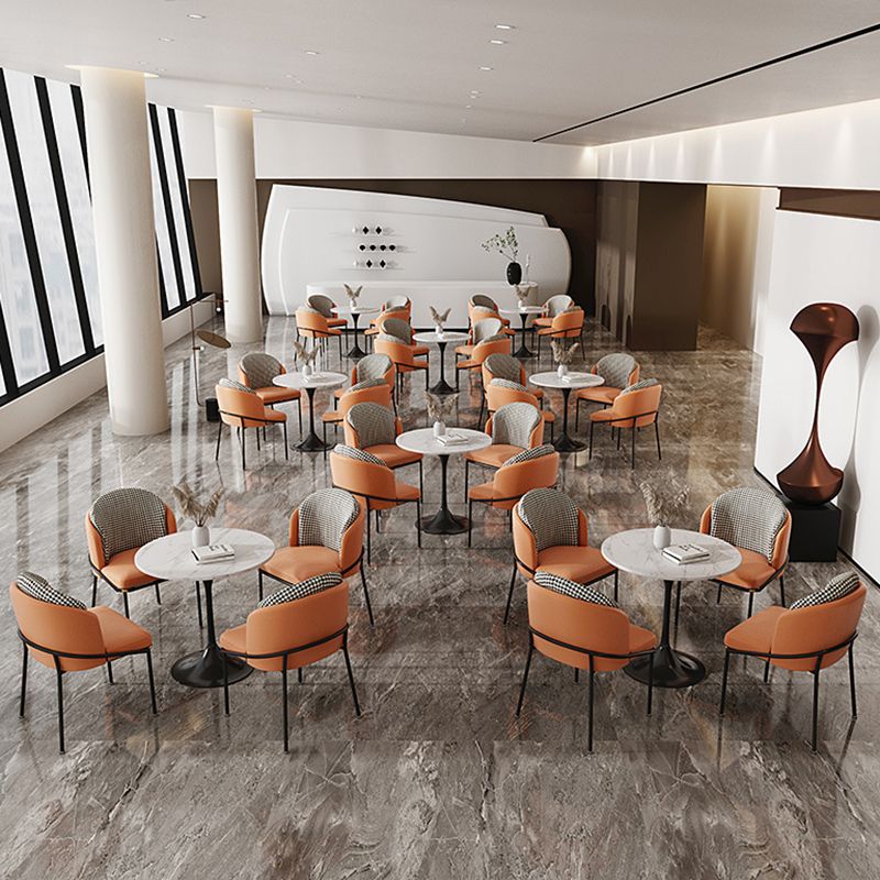 Glam Metal Kitchen Dining Chairs Upholstered Side Chairs with Black Legs