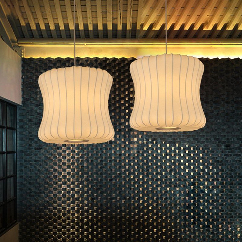 Luce a sospensione in tessuto curvy moderno 1 testa a sospensione del soffitto bianco a testa, largo 14,5 "/18,5"