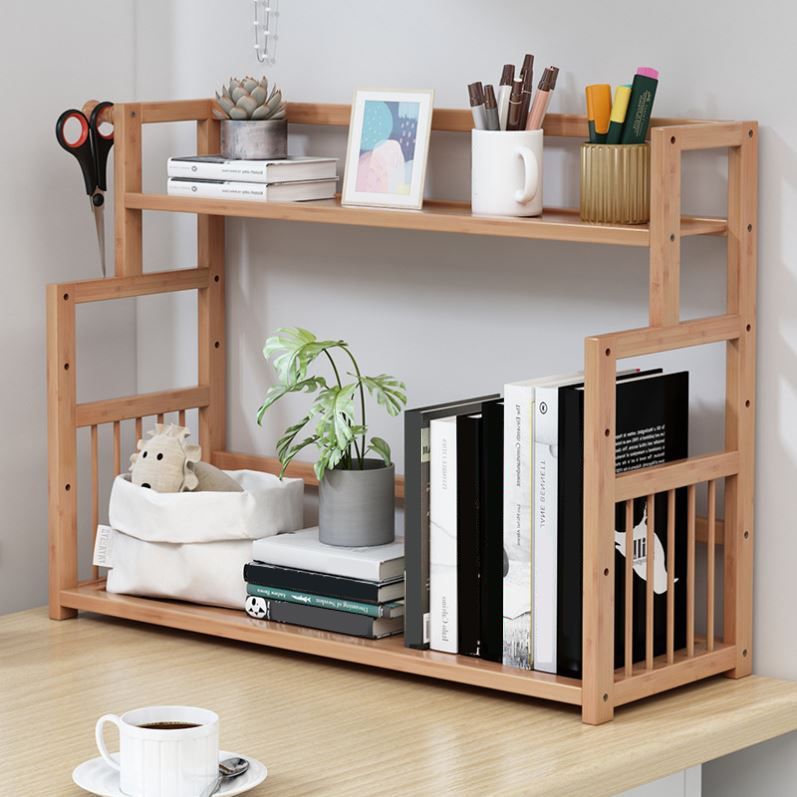 Bamboo Shelf Bookcase Natural Open Back Bookcase for Study Room
