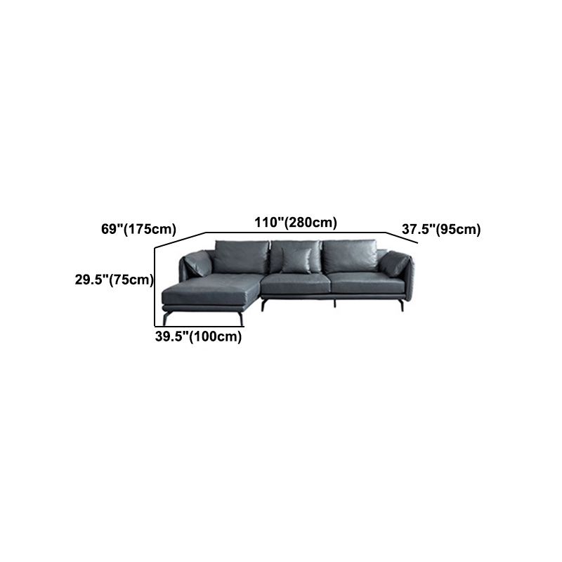 Contemporary Dark Grey Sofa with Bolster Pillows for Living Room