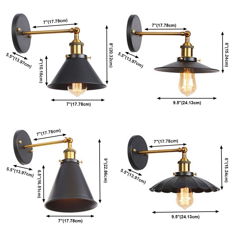 Black Geometric Wall Lamp in Industrial Retro Style Wrought Iron Wall Light for Interior Spaces