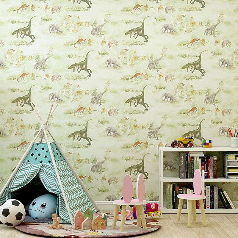 Rouleau de papier peint résistant à l'humidité, décoration murale de dinosaure de couleur neutre, pour chambre d'enfant