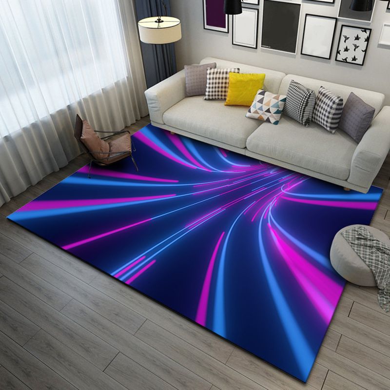 Modern Purple Rug Polyester 3D Geometric Rug Stain Rrsistant Rug for Living Room