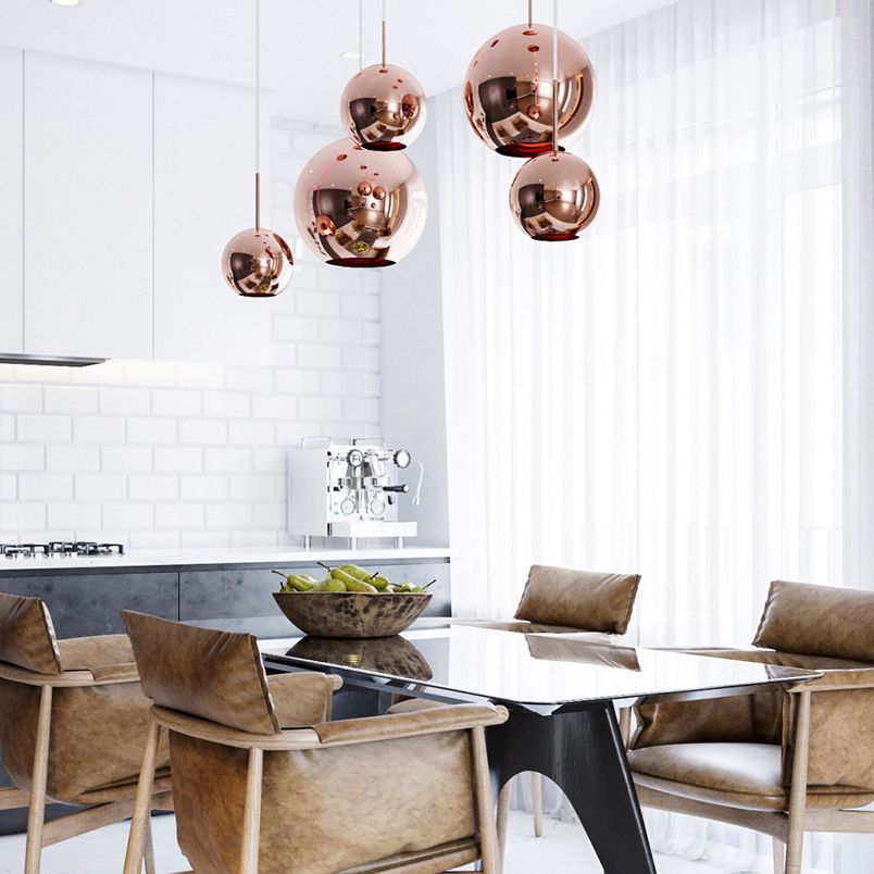 1 Light Ball Hanging Light Fixtures Postmodern Mirror Glass Ceiling Light for Restaurant