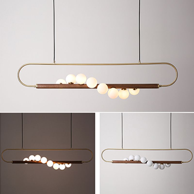 Luces de isla esféricas de estilo creativo moderno luces colgantes de madera