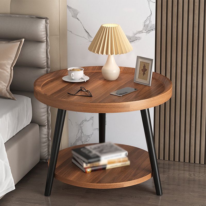 3 Legs Cocktail Table Artificial Wood Walnut/black/white Round Coffee Table