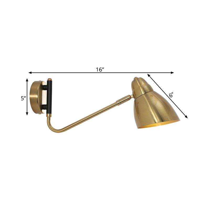 1 Glühbirnenschlafzimmer Leuchte Licht zeitgenössische goldene Wandmontage mit Kuppelmetallschatten