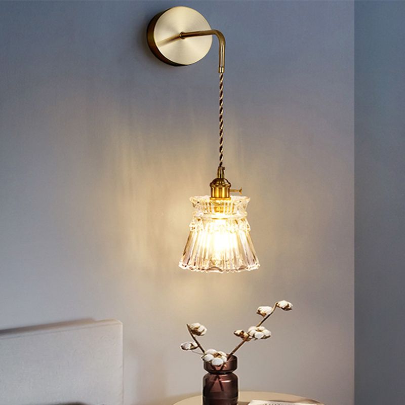 Modern Wall Light Fixture Geometric Wall Light Sconce with Glass Shade for Bedroom