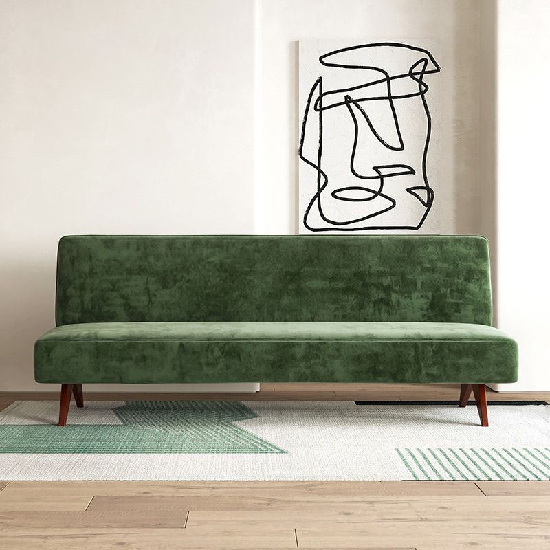 Velvet 29.52" Wide Pine  Sofa for  Living Room Green Armless Sofa