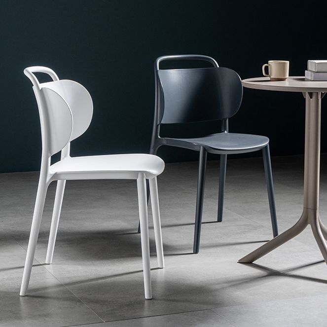 Contemporary Plastic Dining Armless Chair Open Back Dining Side Chair for Kitchen