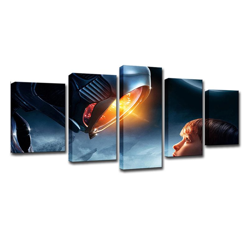 Boy Lost in Space Canvas Science Fiction Multi-Piece Bedroom Wall Art Decor in Blue