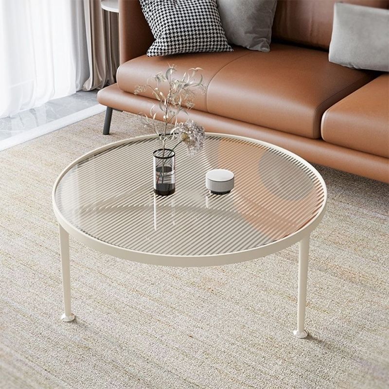 Modern Minimalist Round Glass Coffee Cocktail Table - 17.72" H