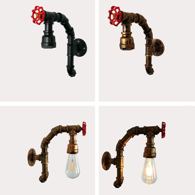 Industrial Wall Sconce Pipe Shape Wall Light with Metal Shade for Bedroom