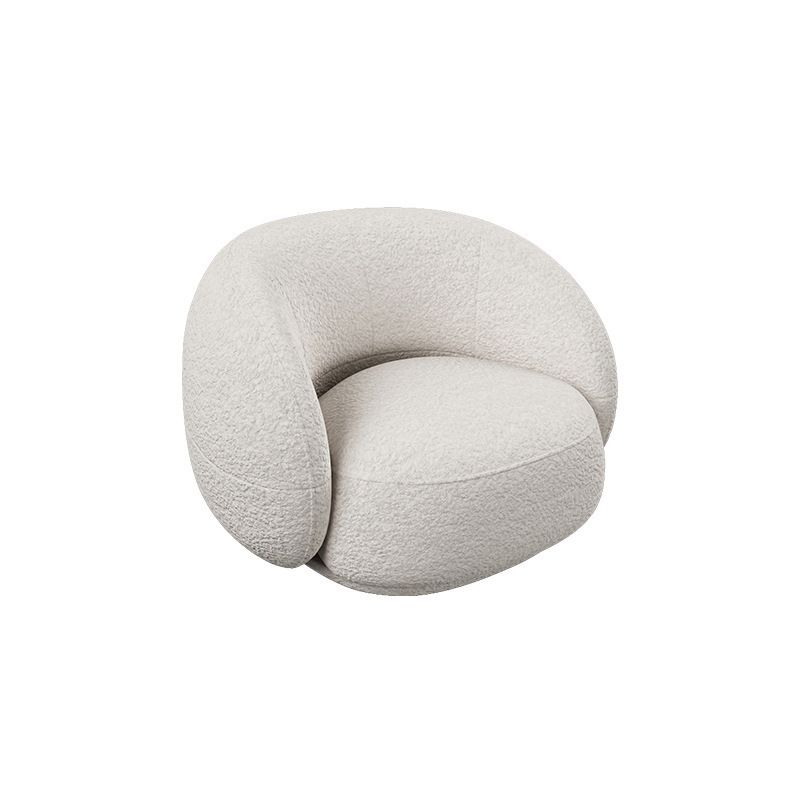 Contemporary White Wool Slope Arm Curved Sofa for Living Room