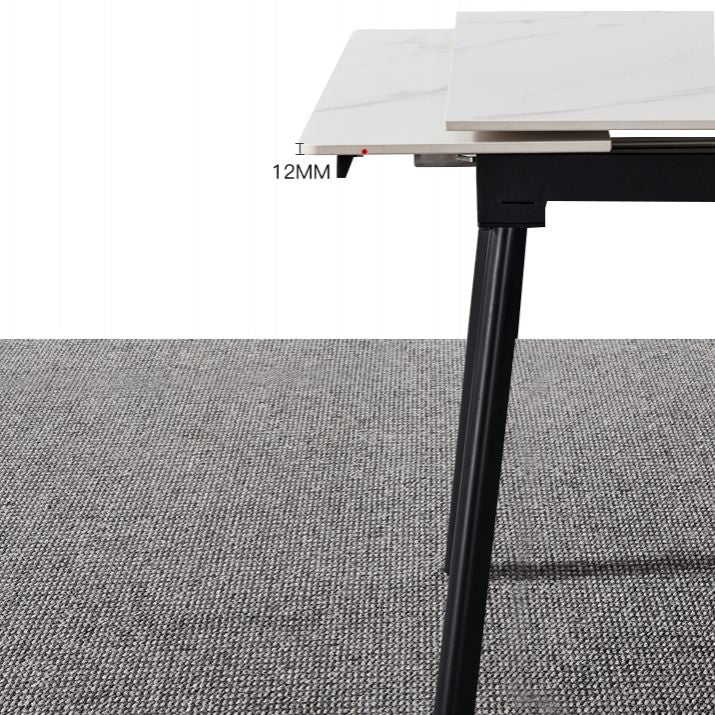 Round Standard Sintered Stone Top Dining Set with 4 Black Metallic Legs for Dining Furniture