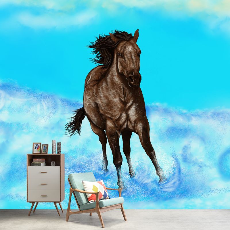 Illustration Style Horse Removable Wall Mural for Living Room Bedroom, Waterproofing