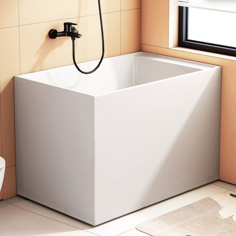 Modern Rectangle White Acrylic Bathtub Back to Wall with Drain Bath Tub