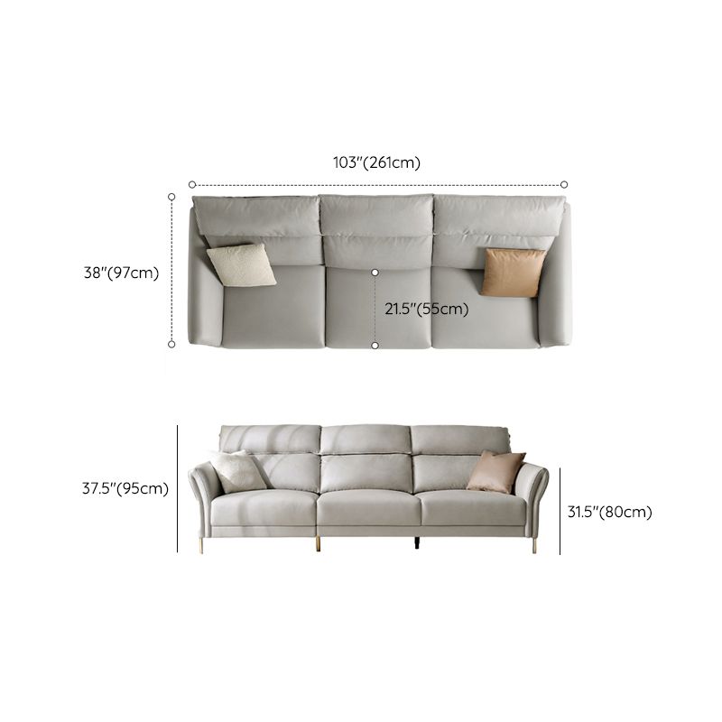 Glam 102.8" Flared Arm Sectional Grey Faux Leather Sectional Sofa