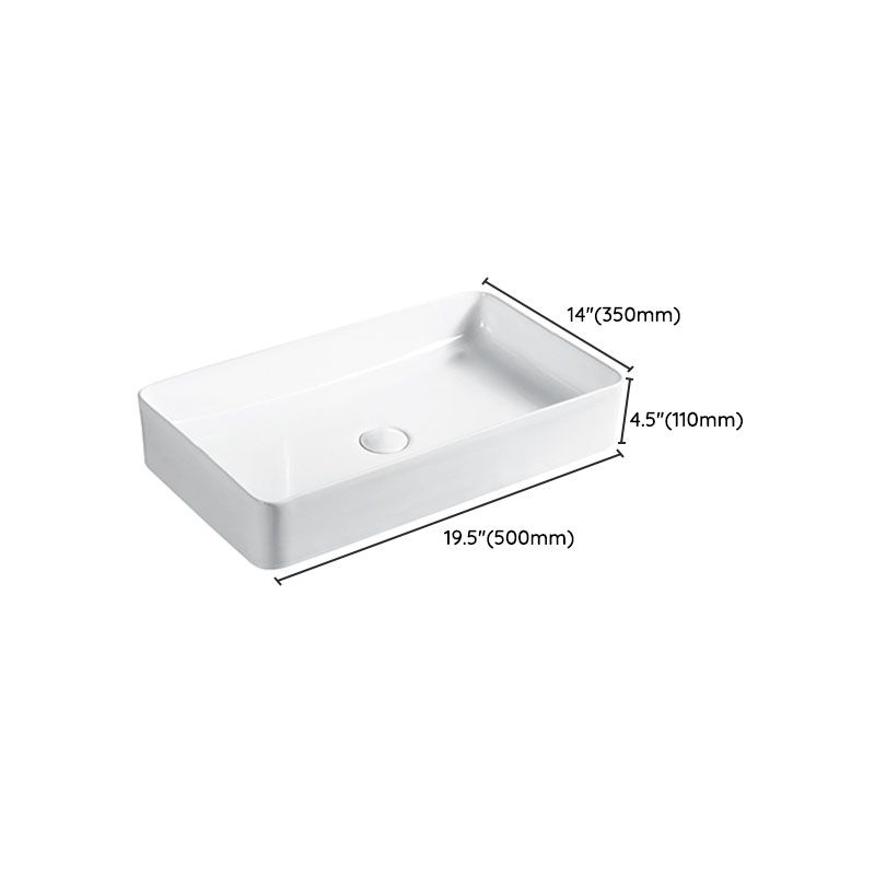 Modern Vessel Bathroom Sink Porcelain with Pop-Up Drain Vessel Sink without Faucet