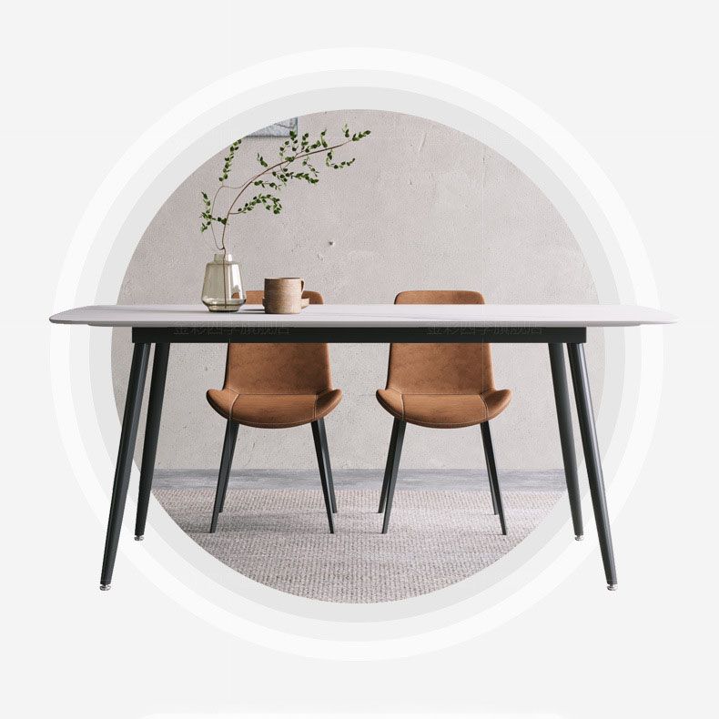 Black Metal Frame Industrial Rectangle Dining Table Sintered Stone Table for Dining Room