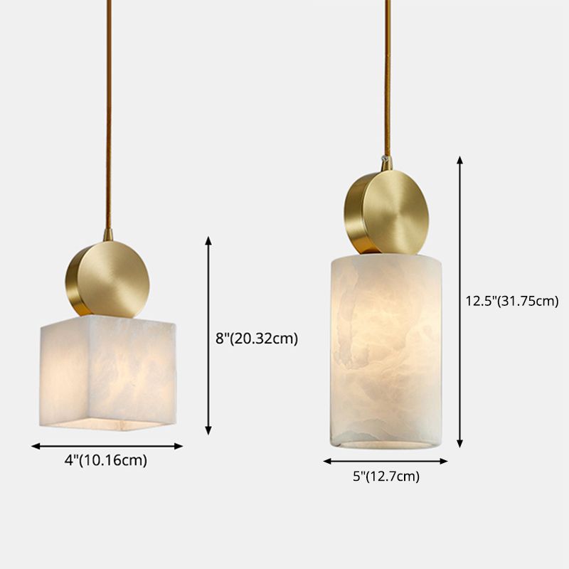 Luz de marco blanco de 1 luces Luz colgante de latón moderno Mini iluminación de iluminación para dormitorio