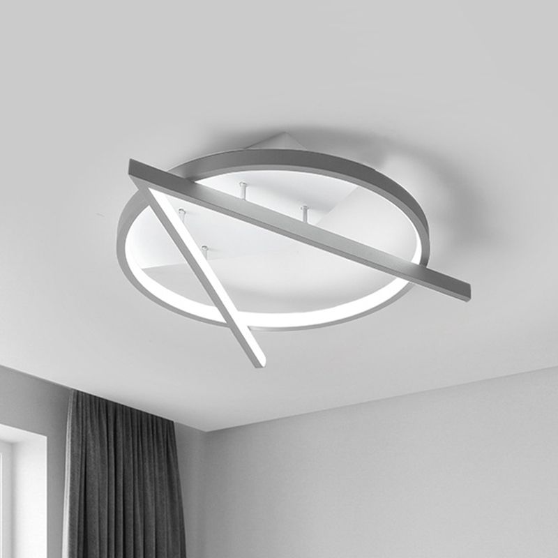 16.5"/20.5" W Hotel LED Flush Light Simplicity Grey Ceiling Mount Lamp with V-O Acrylic Frame, Warm/White Light