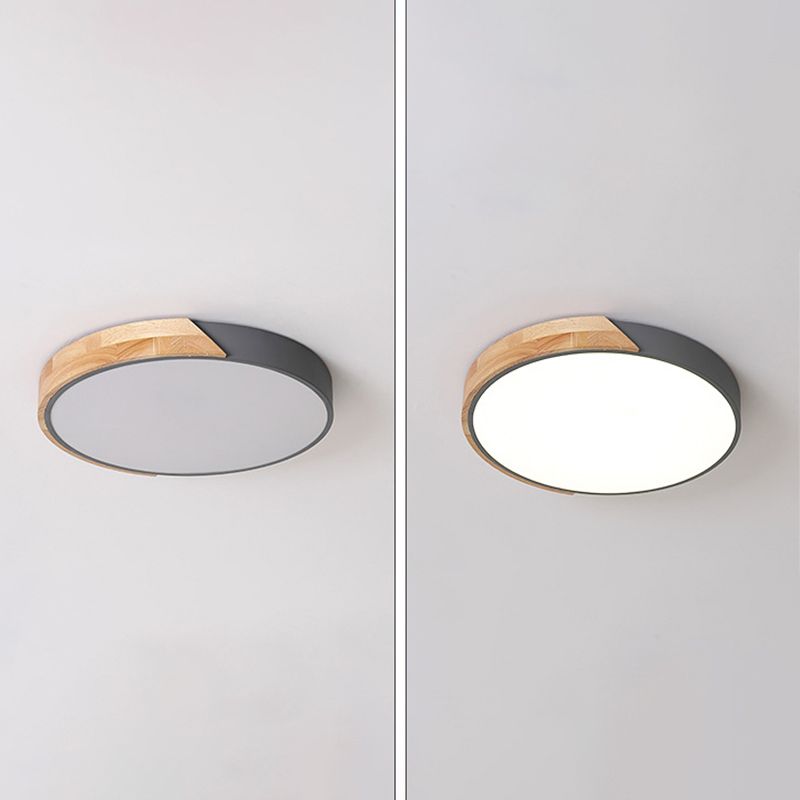 Houten ronde LED-inbouw in moderne Scandinavische stijl acryl Macaron-plafondlamp voor slaapkamer