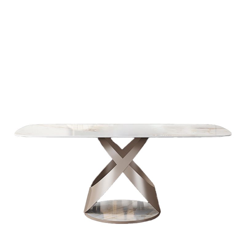 Modern Style Dining Rectangle Table Sintered Stone Table with Metal Legs for Home