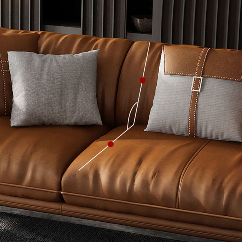 Brown Leather/Faux Leather Sectional  Pillow Top Arm for Living Room