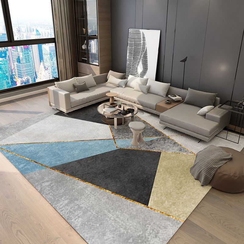 Modern Area Carpet Geometric Area Rug Polyester Home Decor Carpet with Non-Slip Backing