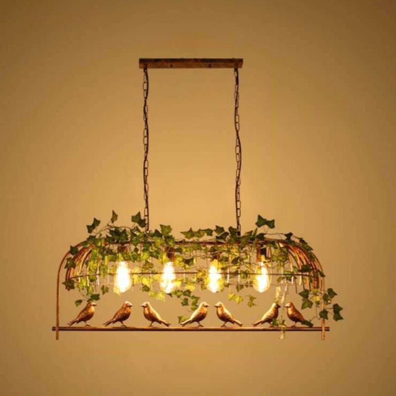 Multi - Light Iron Kitchen Island Pendant in Black / Antique Brass Ceiling Lighting
