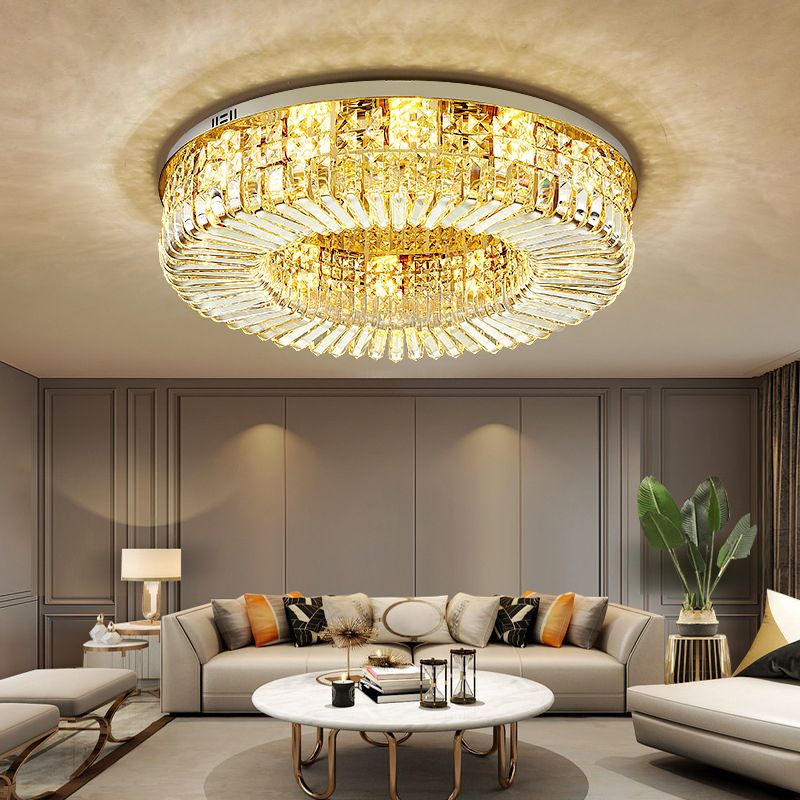 Modern Crystal Ceiling Light Simple Flush Mount Light Fixture for Bedroom